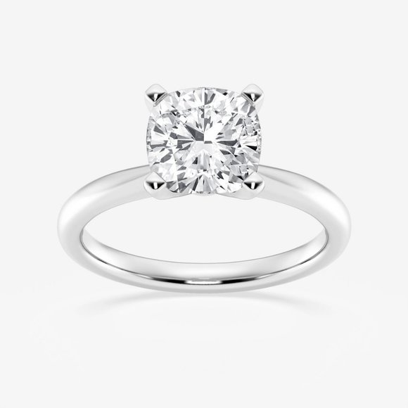 2 CTW Cushion Lab Grown Diamond Petite Solitaire Engagement Ring - Picture 1 of 6
